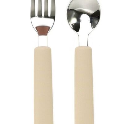 CHILDREN'S CUTLERY SET - spoon and fork - Beige.