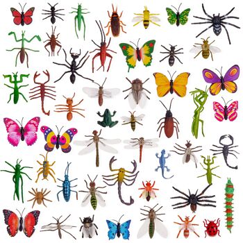Pot de 50 jouets insectes et insectes pour enfants, figurines d'animaux, remplisseurs de sacs de fête papillon araignée coccinelle et mini cadeaux pour sacs de cadeaux 7