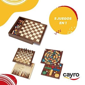 5 jeux en 1 : échecs, dames, backgammon, parcheesi et oie 2