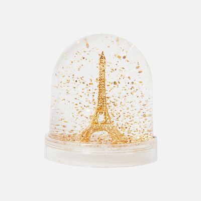 Boule à neige tour Eiffel paillettes dorées (lot de 12)