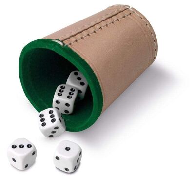 Dice Game, Leather Cup and 5 16 mm Point Dice