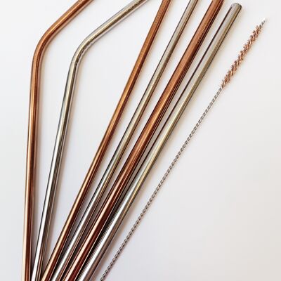 Stainless steel straw - Curved Straw - Silver