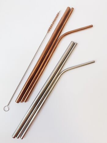 Stainless steel straw - Curved Straw - Rose Gold 2