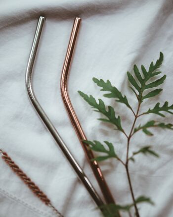 Stainless steel straw - Curved Straw - Rose Gold 3