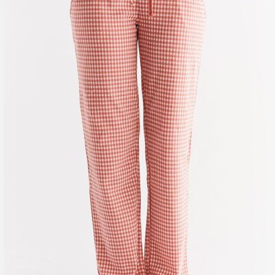 1455-02 | Ladies' homewear trousers checked - cedar dust natural