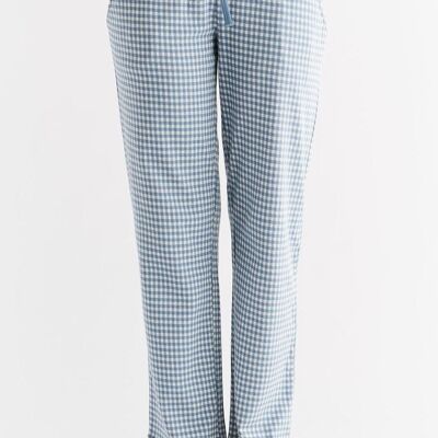 1455-03 | Pantaloni homewear da donna a quadri - blu denim-naturale