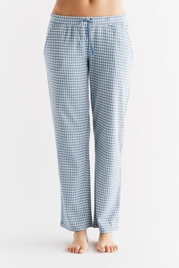 1455-03 | Pantalon homewear à carreaux femme - bleu jean-naturel 1