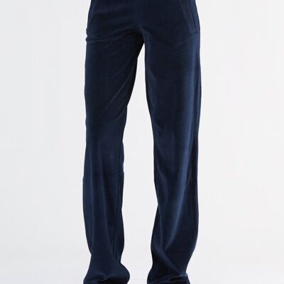 1464-02 | Ladies' straight leg velour trousers - midnight blue