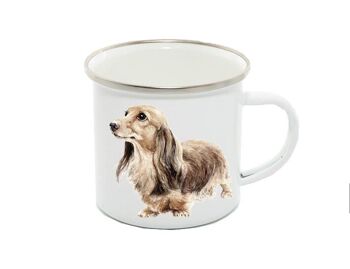 Tasse en émail 12oz, Teckel, Lily