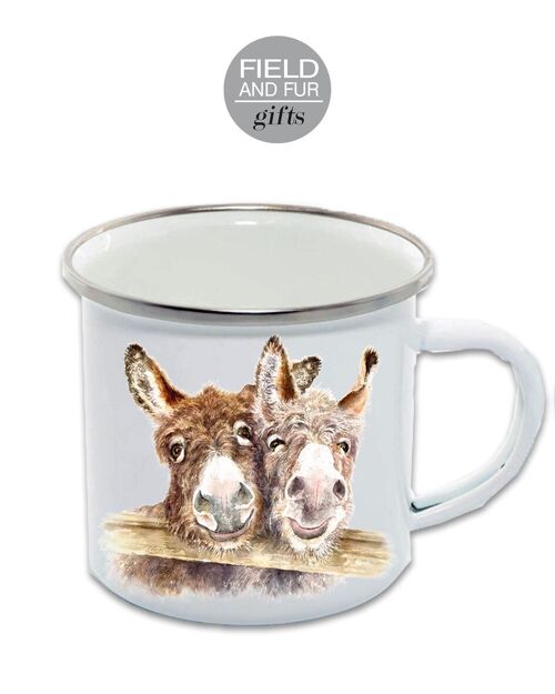 Enamel Mug 12oz, Donkey Pair, Stan & Ollie