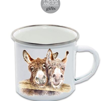 Taza esmaltada de 12 oz, par de burros, Stan & Ollie