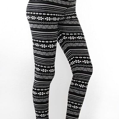 1611-08 | Legging femme jersey coton - noir et blanc