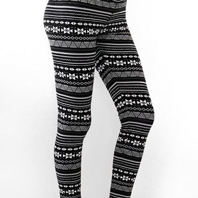 1611-08 | Leggings da donna in jersey di cotone - bianco e nero