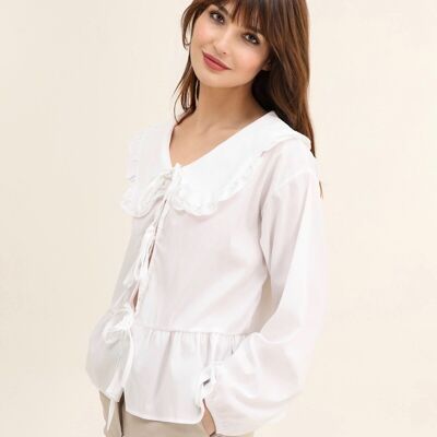 Peter Pan collar blouse with bow - LUCY