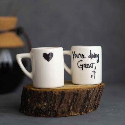 Set of 2 coffee cups with message - English