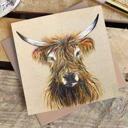 Greetings Card - Linen Cow