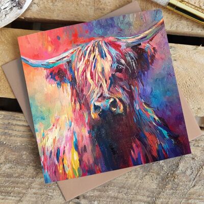 Greetings Card - Red Highland Cow