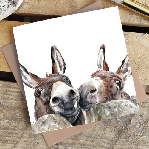Greetings Card - Rubik & Rosie Donkeys