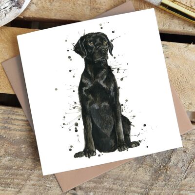 Biglietto d'auguri - Labrador nero splatter