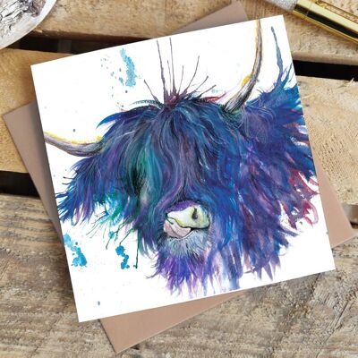 Greetings Card - Splatter Highland Cow