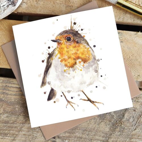 Greetings Card - Splatter Robin