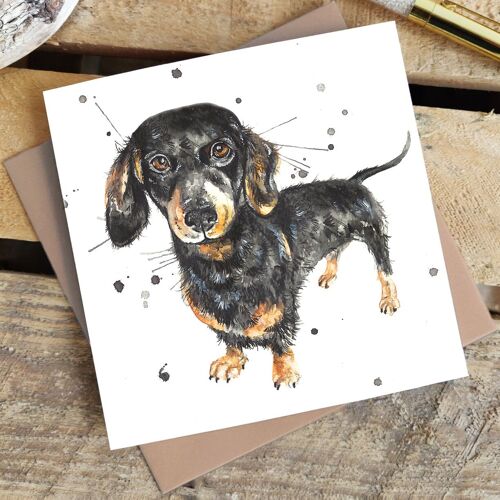 Greetings Card - Splatter Sausage Dog