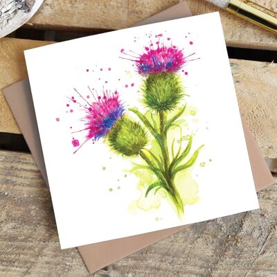 Tarjeta de felicitación - Splatter Thistle Escocia