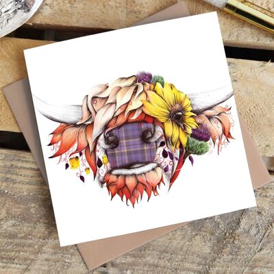 Greetings Card - Sunny Highland Cow
