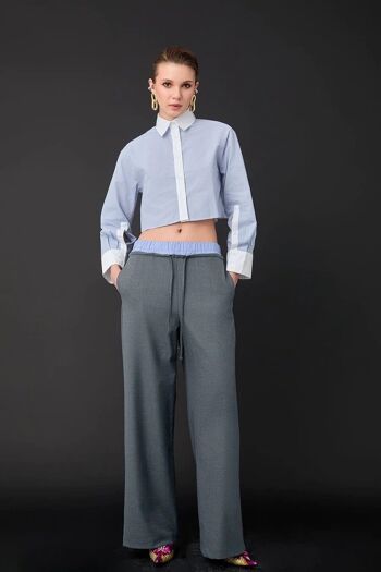 Pantalon bi-matiere effet boxer à la taille - NANY 1