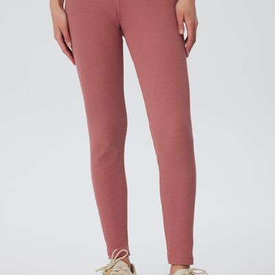 1613-072 | Leggings de canalé para mujer - Malva oscuro