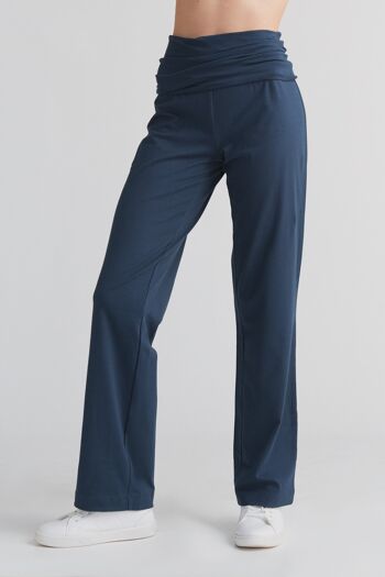 1726-048 | Pantalon femme avec ceinture rabattable - marine 2