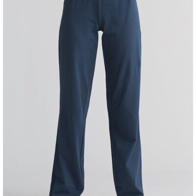 1726-048 | Pantaloni da donna con risvolto in vita - blu scuro