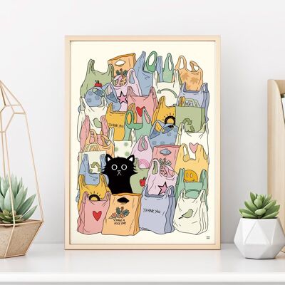 The Cat's Out Of The Bag 2 Wall Art Print