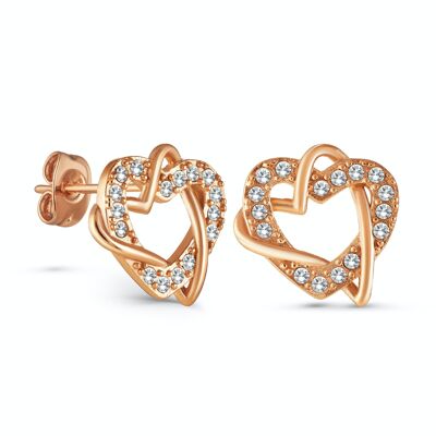 Boucles d'oreilles coeurs avec cristaux autrichiens