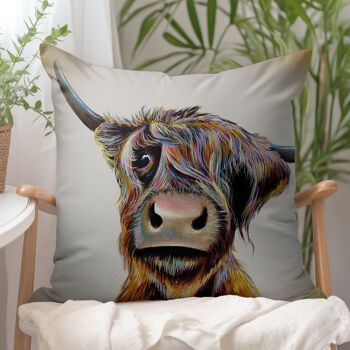 Coussin Vegan-Suède - Une vache Highland Bad Hair Day 2