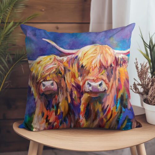 Vegan-Suede Cushion - Cow Couple