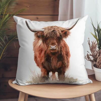 Kissen aus veganem Wildleder - Hangus Highland Cow