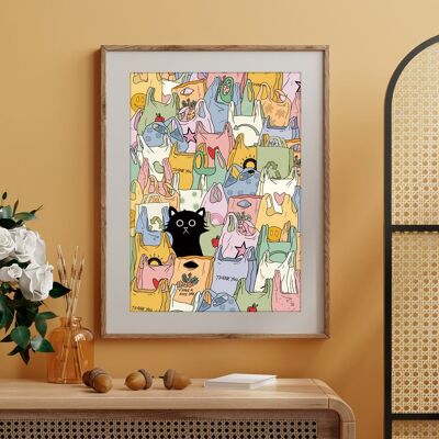 The Cat's Out Of The Bag Wall Art Print