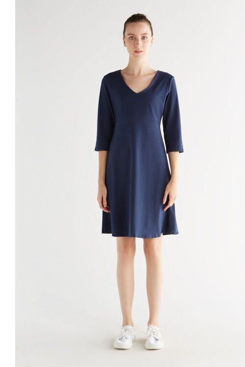1737-060 | 3/4 sleeve V-neck dress - Admiral blue