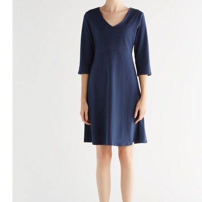 1737-060 | 3/4 sleeve V-neck dress - Admiral blue