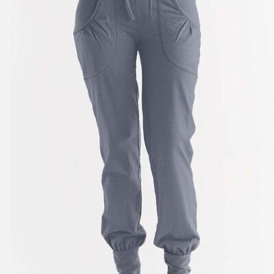 1811-02 | Pantaloni da yoga da donna con cintura risvoltata - blu navy melange