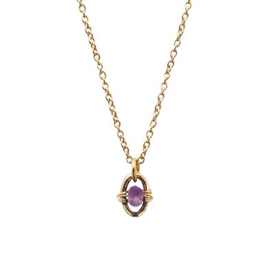 Natural purple amethyst stone necklace - Orphée