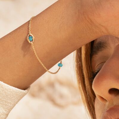 Natural blue amazonite stone bracelet - Orphée