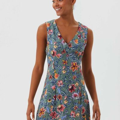 Minivestido floral sin mangas Gris