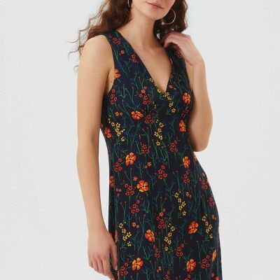 Sleeveless Mini Floral Dress Black