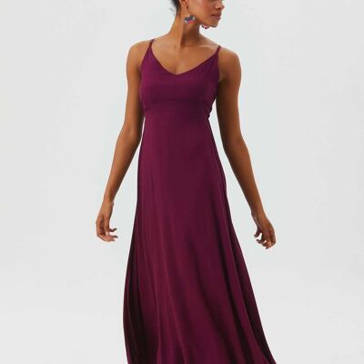 Spaghetti Strap Flowy Midi Sun Dress Purple