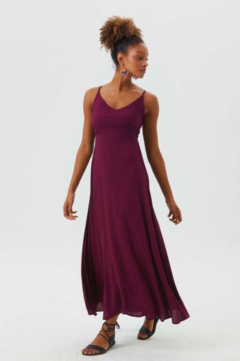 Robe d'été mi-longue fluide à bretelles spaghetti Violet 1