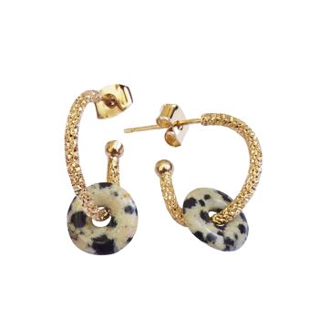 Boucles d'oreilles léopard jaspe dalmatienne - Boho 2