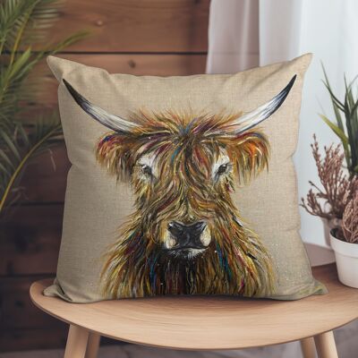 Vegan-Suede Cushion - Linen Cow