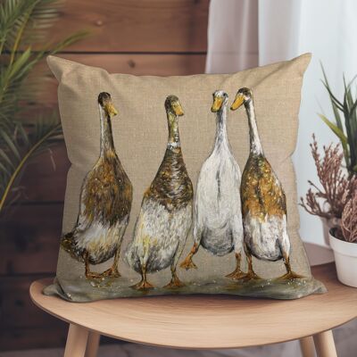 Vegan-Suede Cushion - Linen Geese